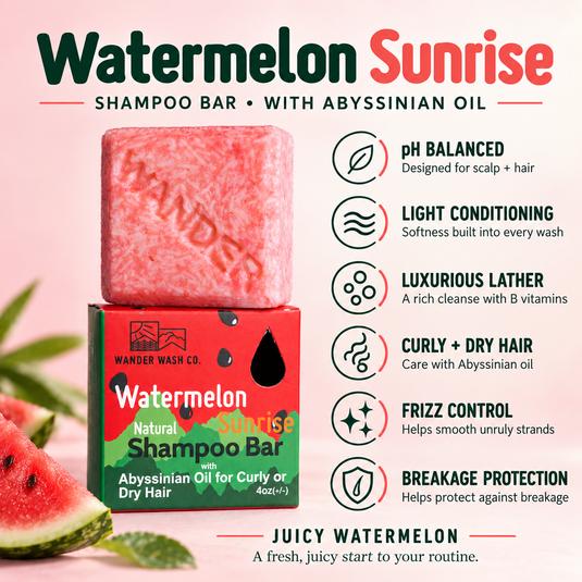 Info Graphic for Watermelon Sunrise Shampoo Bar